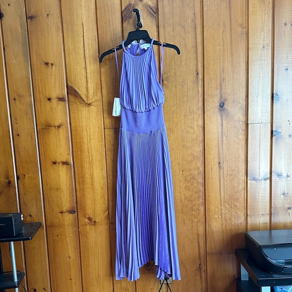 maid of honor dresses A.L.C. Women's Reagan Satin Pleated Midi Dress in Deep Plum, Size 2 main image 1